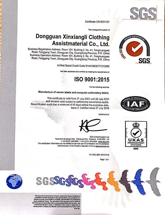 ISO 9001 英文版 证书